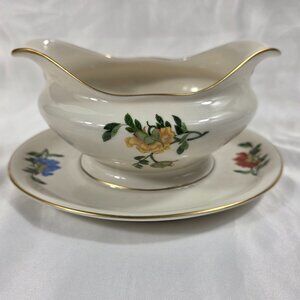 Castleton Ma Line Gravy Boat Yellow Orange & Blue Flowers Ching Chih Yee
